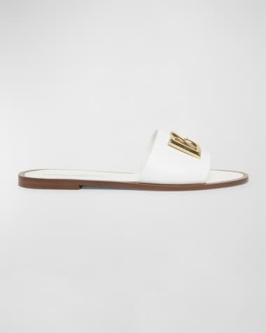 Dolce&Gabbana DG Medallion Leather Flat Sandals