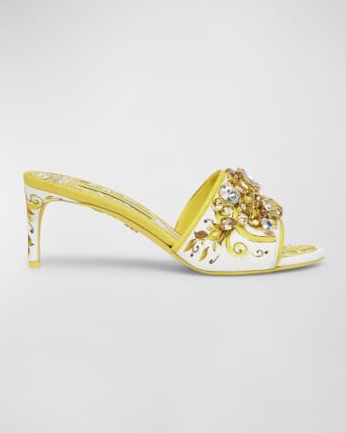 Dolce&Gabbana Keira Printed Crystal Mule Sandals