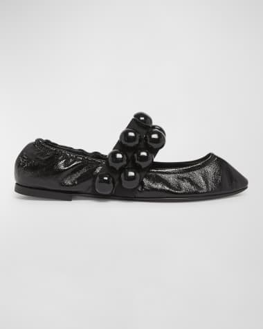 ALAIA Bubble Strap Leather Ballerina Flats
