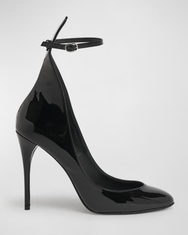 ALAIA Patent Ankle-Strap Stiletto Pumps