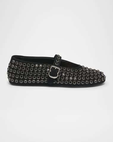 ALAIA Crystal Stud Mary Jane Ballerina Flats