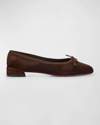 Christian Louboutin Sweetie Suede Bow Red Sole Ballerina Flats