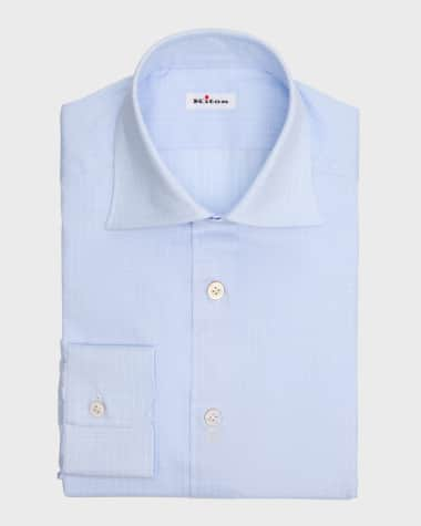 Kiton Men's Cotton Plaid Dress Shirt