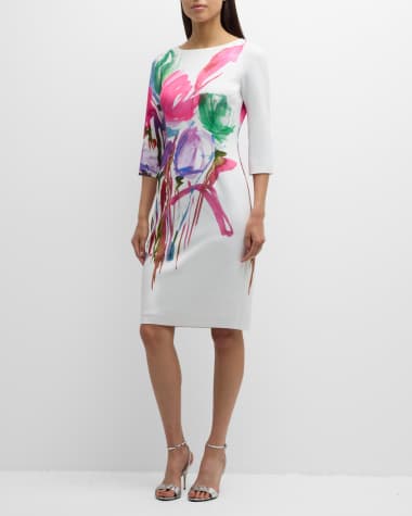Rickie Freeman for Teri Jon Floral-Print Bodycon Scuba Dress