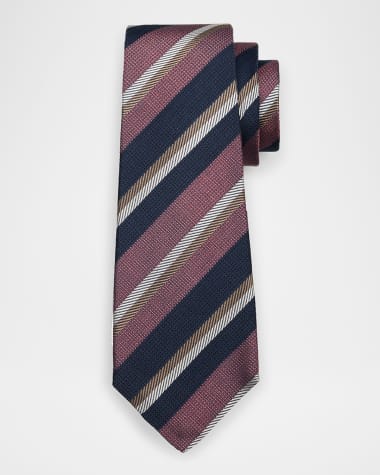 Kiton Men's Stripe Seven-Fold Silk Tie