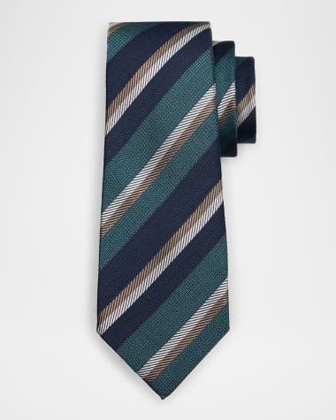 Kiton Men's Stripe Seven-Fold Silk Tie