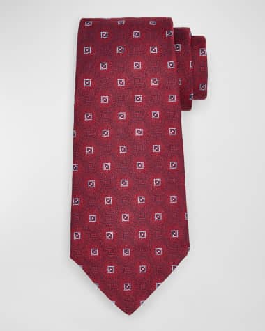 Kiton Men's Diamond Patterned Tie, Burgundy