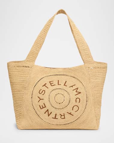 Stella McCartney Logo Crochet Raffia Tote Bag