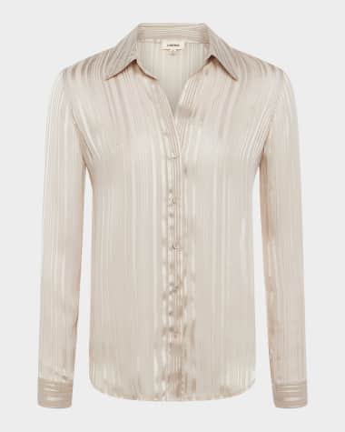 L'Agence Argo Tonal Stripe Button-Front Blouse