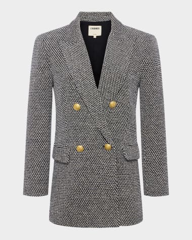 L'Agence Riva Knit Double-Breasted Blazer