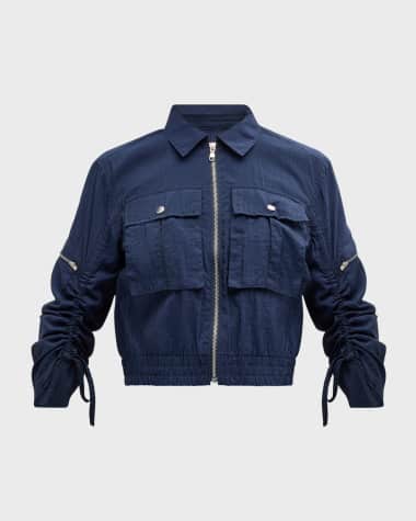 Cinq a Sept Genevieve Nylon Cropped Zip-Front Jacket