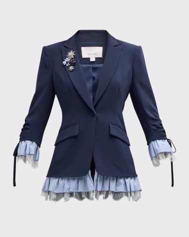 Cinq a Sept Roxie Striped Combo Crepe Blazer