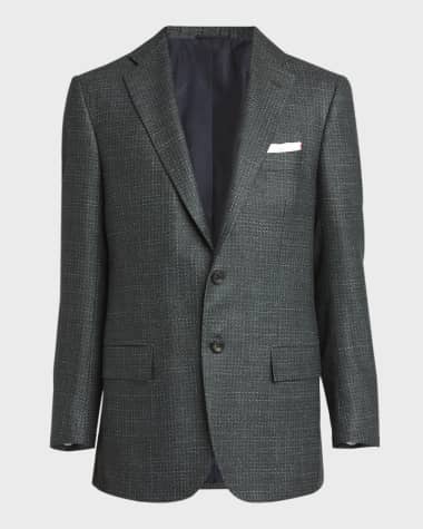 Kiton Men's Cashmere-Wool Textured Blazer