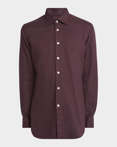 Kiton Men's Burg Solid Flannel Shirt