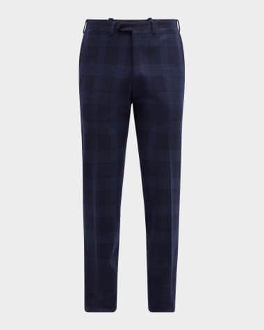 Kiton Men's Straight-Leg Plaid Pants