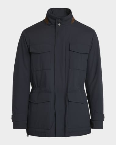 Kiton Men's Nylon Concealed-Zip Field Jacket