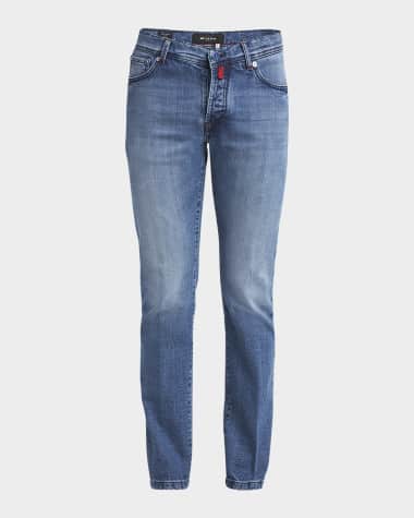Kiton Men's Straight-Leg Light Wash Denim Jeans