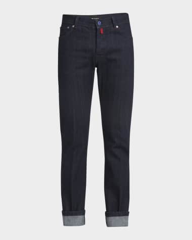 Kiton Men's Straight-Leg Dark Wash Denim Jeans