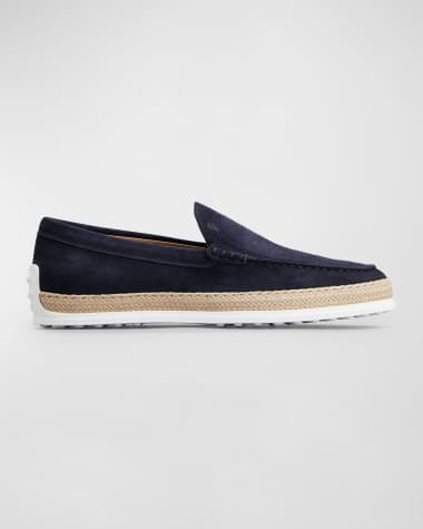 Tod's Men's Pantofola Gomma Rafia TV Suede Loafers