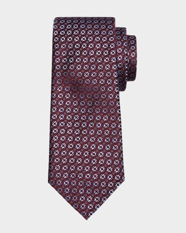 Charvet Men's Silk Geometric Jacquard Tie