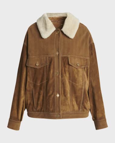 Golden Goose Journey Suede Jacket with Removable Collar