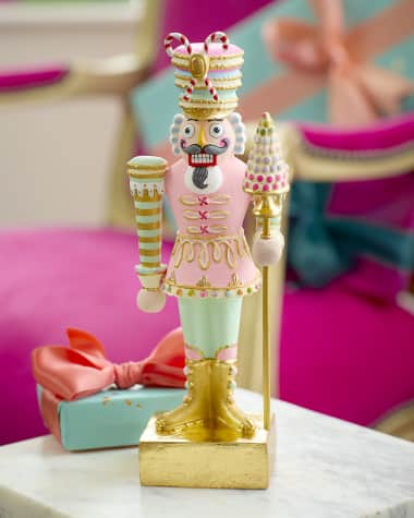 Glitterville Light Pink Small Major Macaron Christmas Nutcracker, 9"