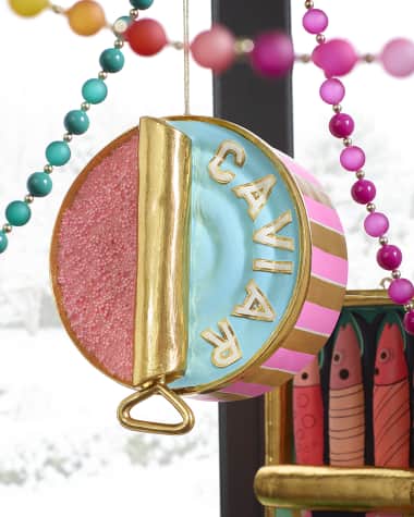 Glitterville Blue and Pink Caviar Display Hanging Decor, 12"