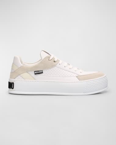 Moschino Men's Heel-Logo Leather Low-Top Sneakers