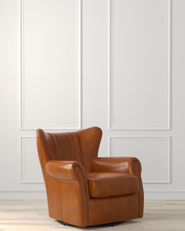 Sarreid Bugatti Leather Swivel Chair