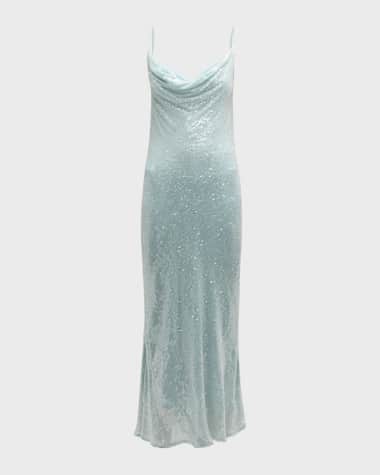 LAPOINTE Sequin Viscose Cowl Backless Midi Dress