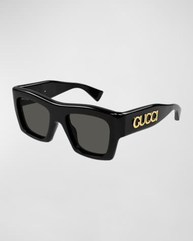 Gucci Logo Acetate Rectangle Sunglasses