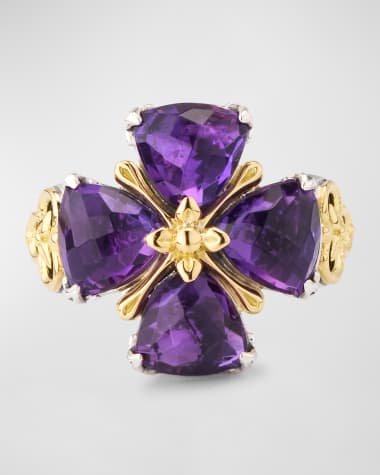 Konstantino Anthos Sterling Silver and 18K Gold Dark Quartz Ring