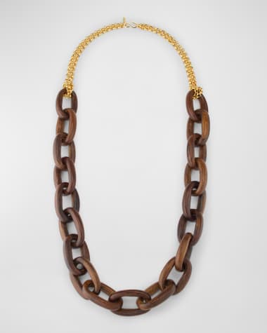 Kenneth Jay Lane Gold-Plated and Wooden Link Necklace