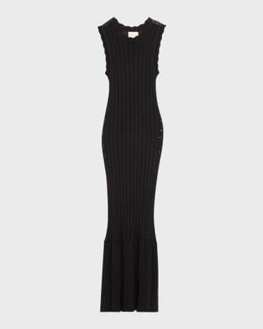 Loulou Studio Crochet Knit Maxi Dress with Scalloped Trim