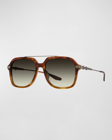 Barton Perreira D.Ellis Havana Zyl & Titanium Aviator Sunglasses