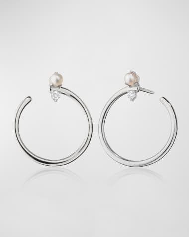Monica Rich Kosann Galaxy Wrap Hoop Earrings with Mother-Of-Pearl and White Sapphire