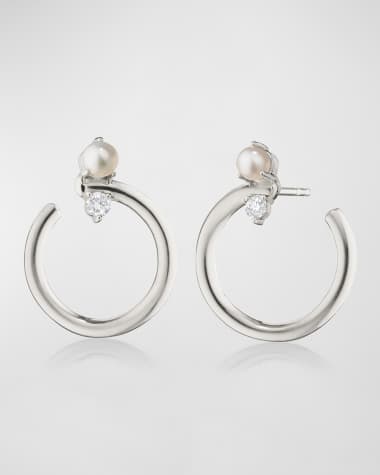 Monica Rich Kosann Galaxy Wrap Hoop Earrings with Mother-of-Pearl and White Sapphires