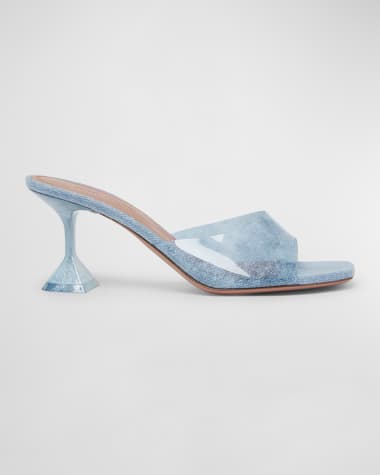 Amina Muaddi Lupita Denim Effect Slide Mule Sandals