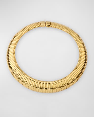 Kenneth Jay Lane Wide Ribbed Choker Necklace with Push Lock Clasp