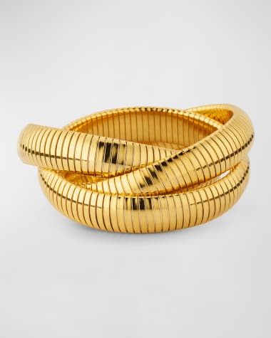 Kenneth Jay Lane Wide Triple Snake Chain Slip On Bracelet