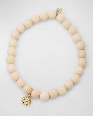 Sydney Evan Small Evil Eye Petal Charm on Jasper Beaded Bracelet