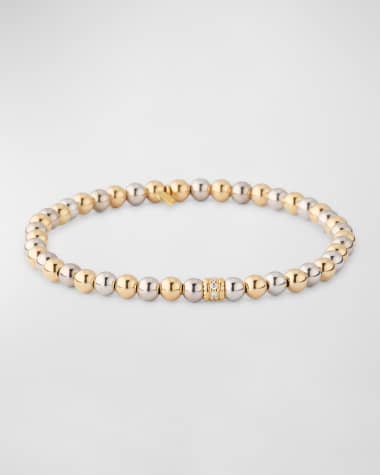 Sydney Evan Diamond Pavé Rondelle on Two-Tone Gold Bead Bracelet