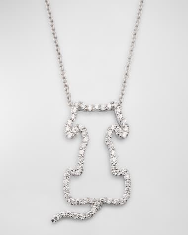 Roberto Coin 18K White Gold Diamond Dog Pendant Necklace