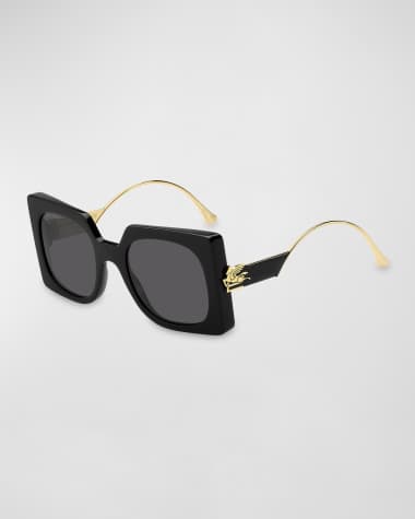 Etro Logo Mixed-Media Square Sunglasses