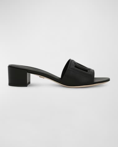 Dolce&Gabbana DG Cutout Leather Mule Sandals
