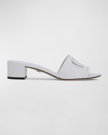 Dolce&Gabbana DG Cutout Leather Mule Sandals