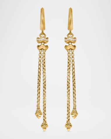 David Yurman Zig Zag Stax Chain Earrings with Diamonds in 18K Gold, 64.5mm
