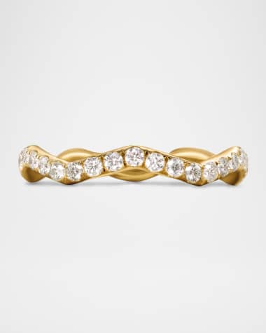 David Yurman Zig Zag Stax Ring with Diamonds in 18K Gold, 2mm