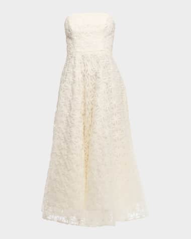 Shoshanna Strapless Floral Applique Maxi Dress
