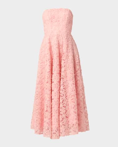 Shoshanna Strapless Floral Applique Maxi Dress